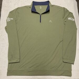 Rhoback Quarter Zip Mens XL Green Pullover Performance Golf Embroidery Read